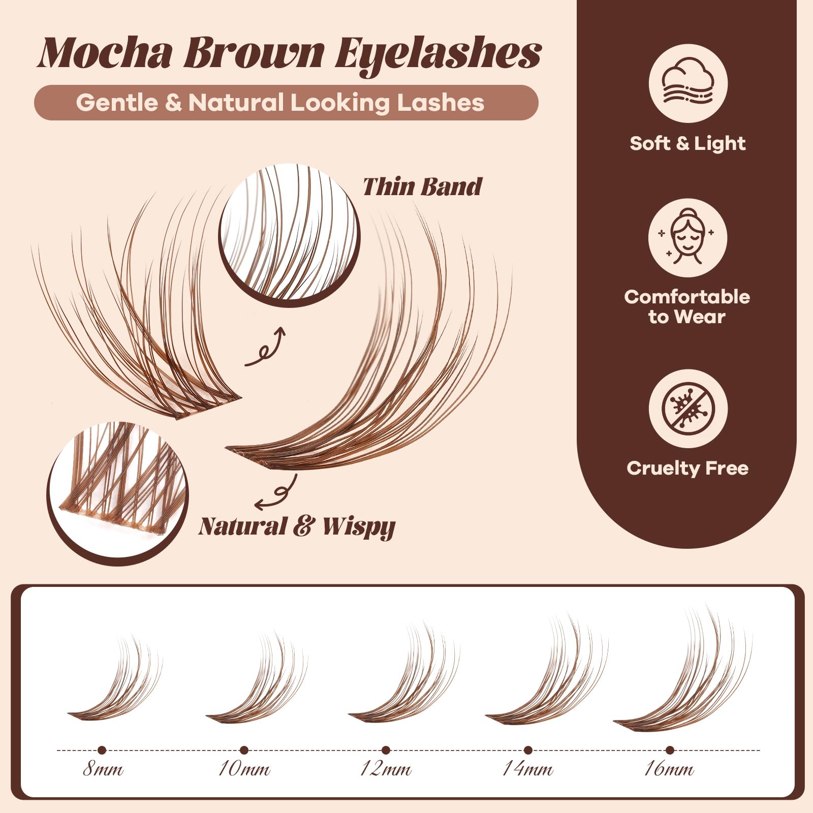 B&Qaugen MochaLash 03 longueur 8-16 mm pour un regard plus ouvert
