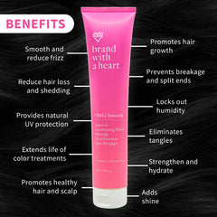 Brand With a Heart Mélange-conditionneur sans rinçage apply sur cheveux facilitant le démêlage.
