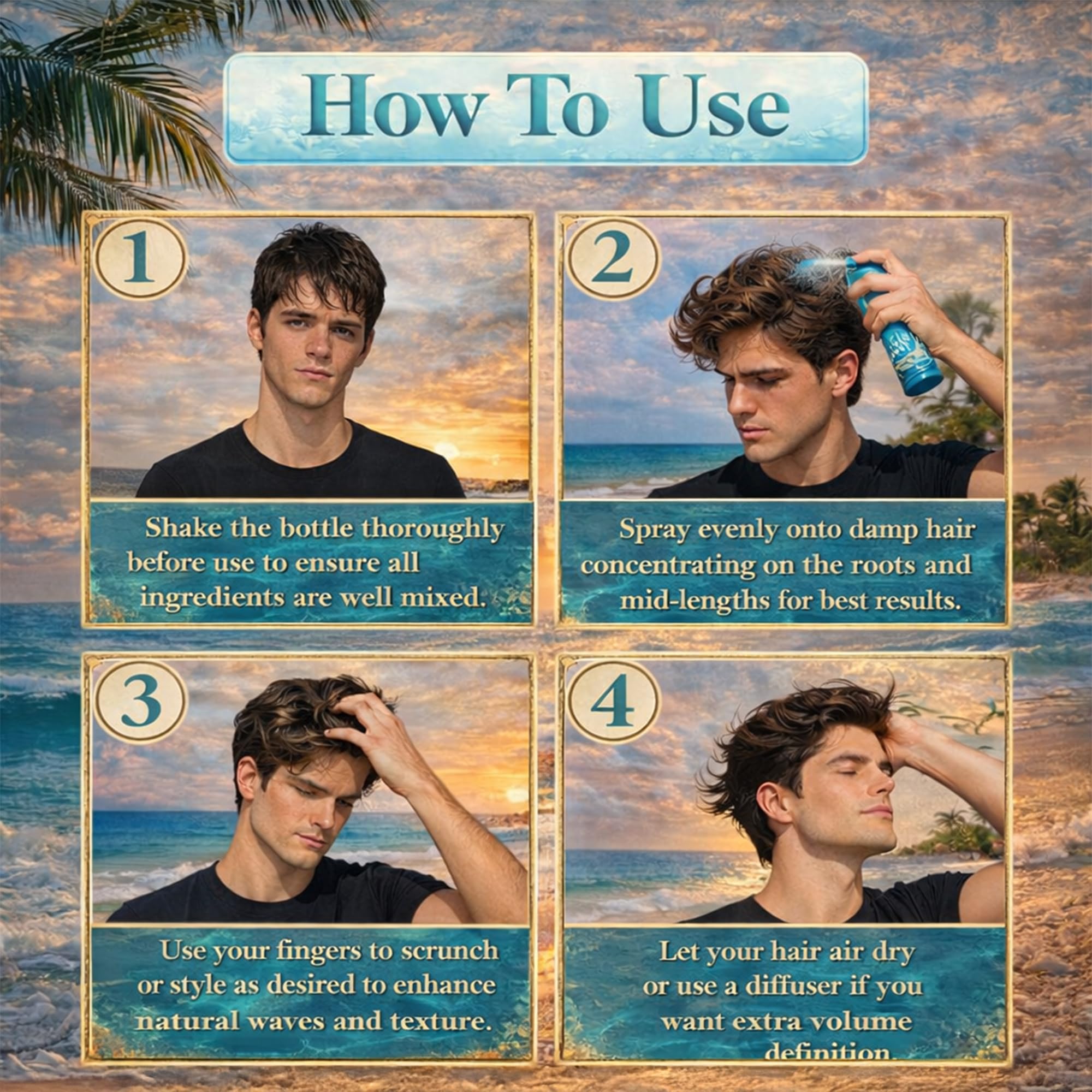 BRAVA Sea Salt Spray – contrôle du frizz et définition des vagues.
