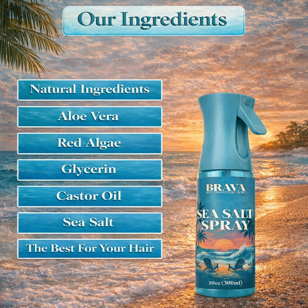 BRAVA Sea Salt Spray – finition mate sans résidu et douceur capillaire.