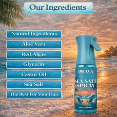 BRAVA Sea Salt Spray – finition mate sans résidu et douceur capillaire.