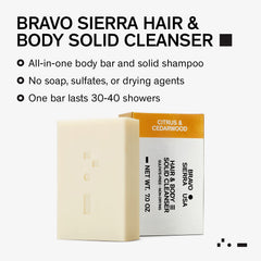 Texture riche de la barre Bravo Sierra Citrus-Cèdre, hydratation légère
