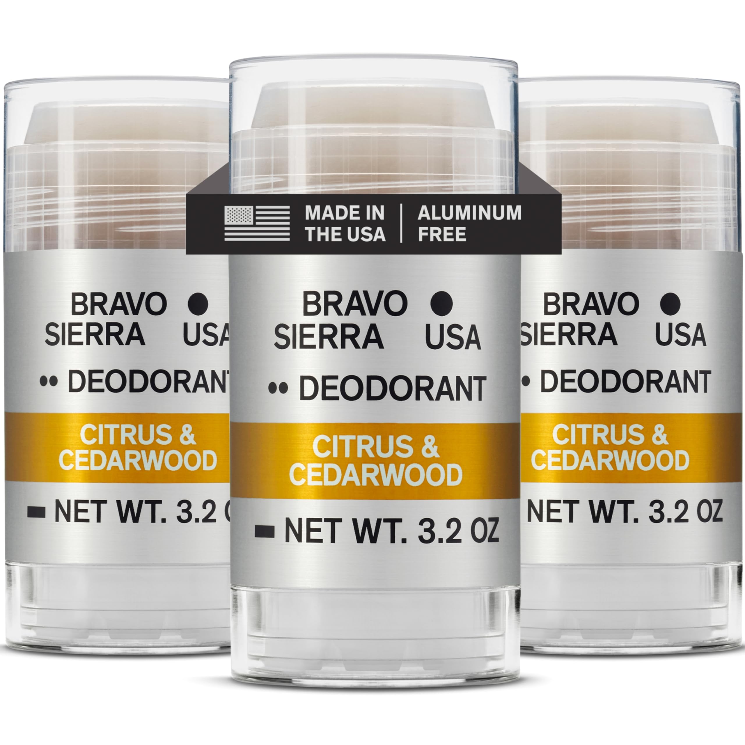 Déodorant Bravo Sierra en pack Citrus-Cèdre, protection longue durée sans aluminium.