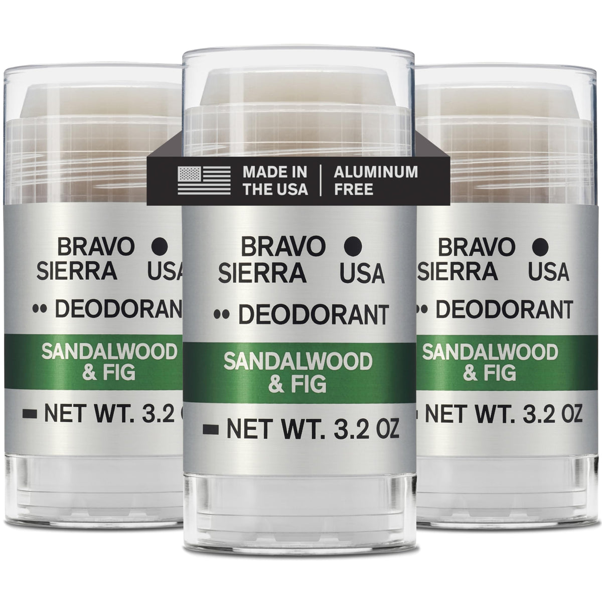 Bravo Sierra déodorant triple pack - emballage visible et prêt à l'emploi avec protection longue durée.