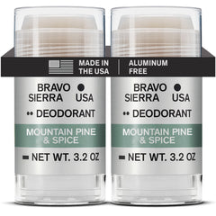 Déodorant Bravo Sierra sans aluminium au parfum pin-montagne-épicé pour une fraîcheur durable.