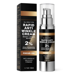 Breavo Wrinkle Cream bottle with a woody amber scent for daily use.