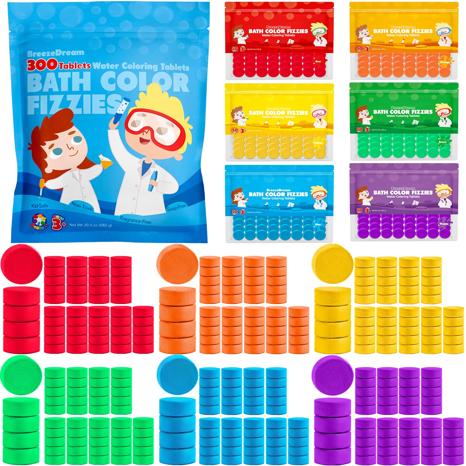 Tablettes BreezeDream couleur bain rouge: stimulation créative et bain coloré sans résidu