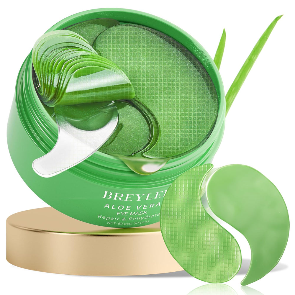 BREYLEE Aloe Vera Eye Masks with grid design for secure wear and easy multitasking.