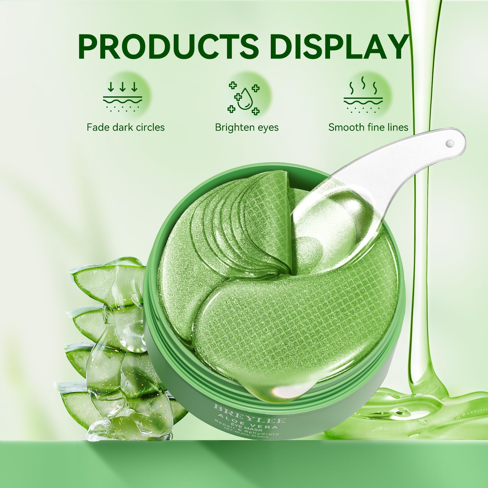BREYLEE Aloe Vera Eye Masks non-slip grid design prevents slippage.