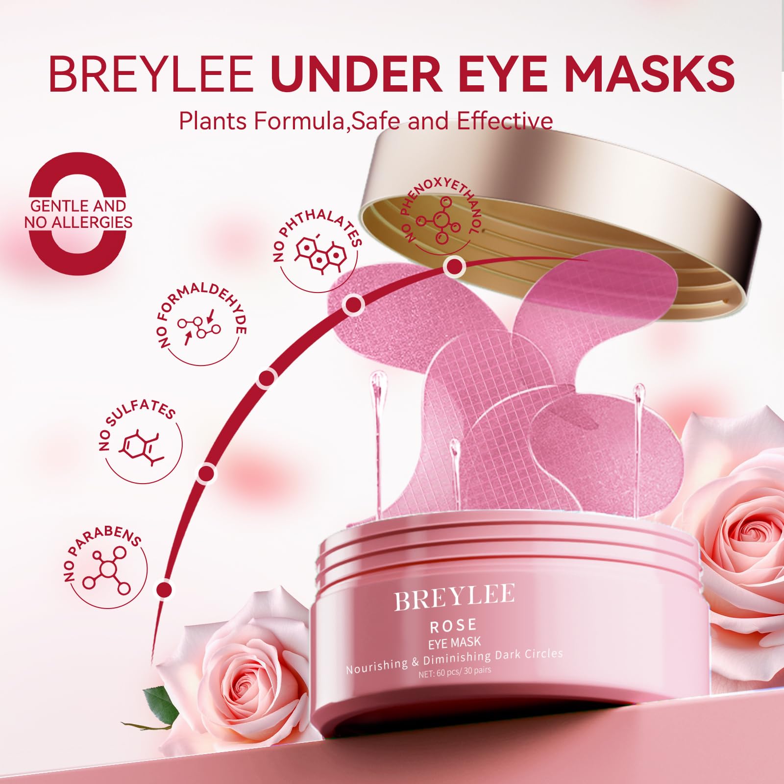 BREYLEE patch yeux après maquillage, apaise et prolonge la sensation de fraîcheur.