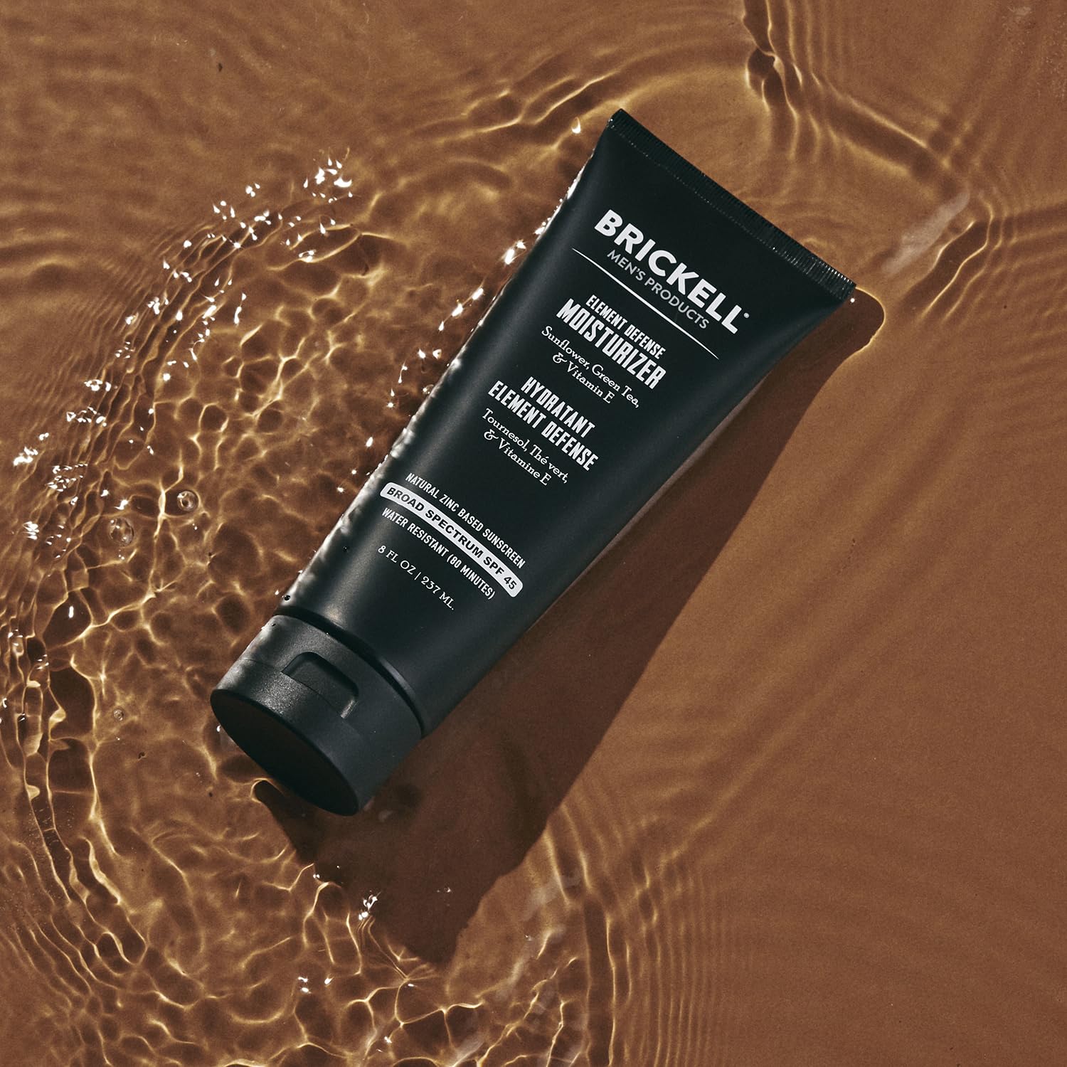 Brickell Element Defense SPF45 application facile sans résidu gras
