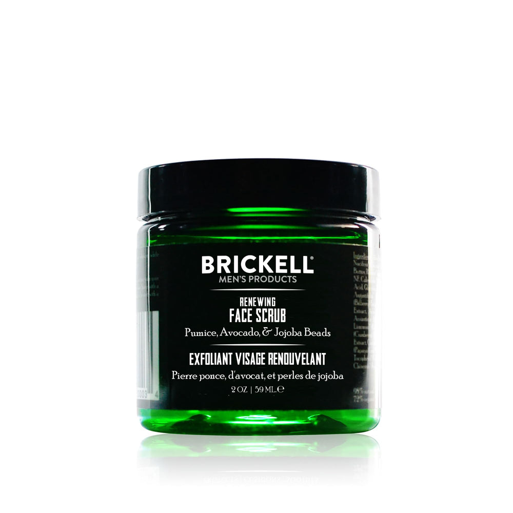 Brickell Gommage Visage Renouvelant avec perles de jojoba exfolie en douceur.