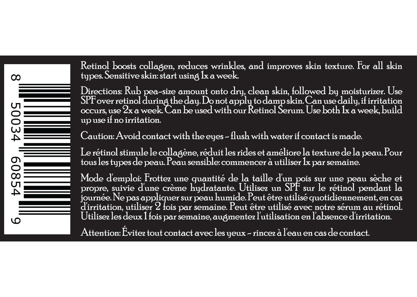 Brickell Homme Retinol Crème Visage Etiquette Détails – ingrédients naturels visibles.