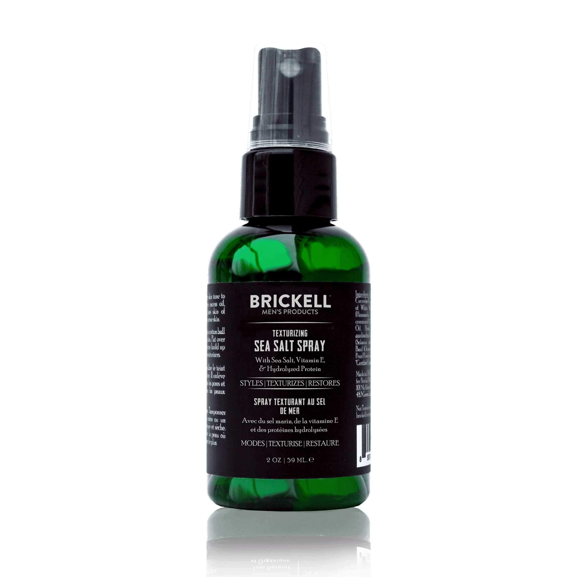 Brickell Homme – bouteille spray eau de mer pour texture naturelle.