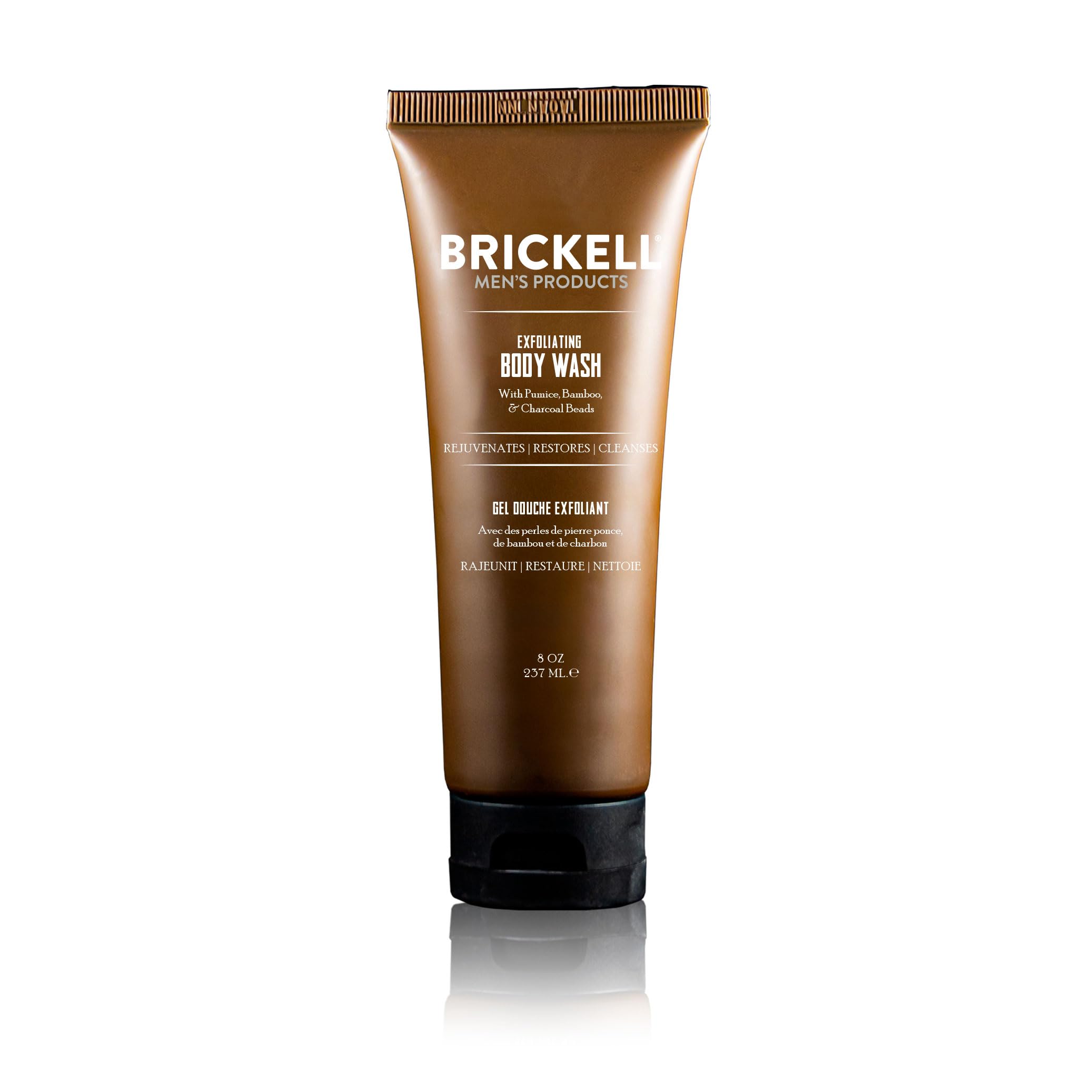 Bouteille Brickell – gel exfoliant pour homme, parfum menthe fraîche, rafraîchit et purifie la peau.