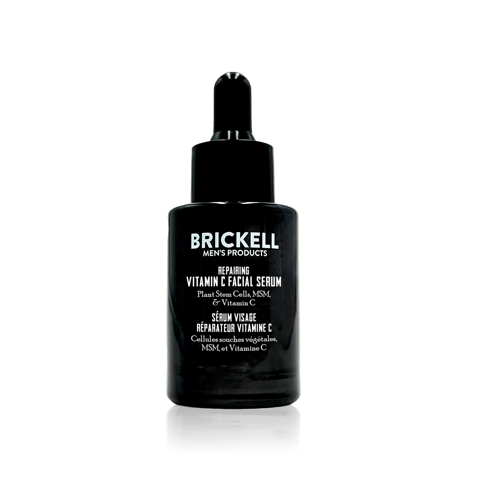 Brickell Men Sérum Vitamine C visage flacon, ritual hydratant nocturne.