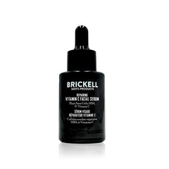 Brickell Men Sérum Vitamine C visage flacon, ritual hydratant nocturne.