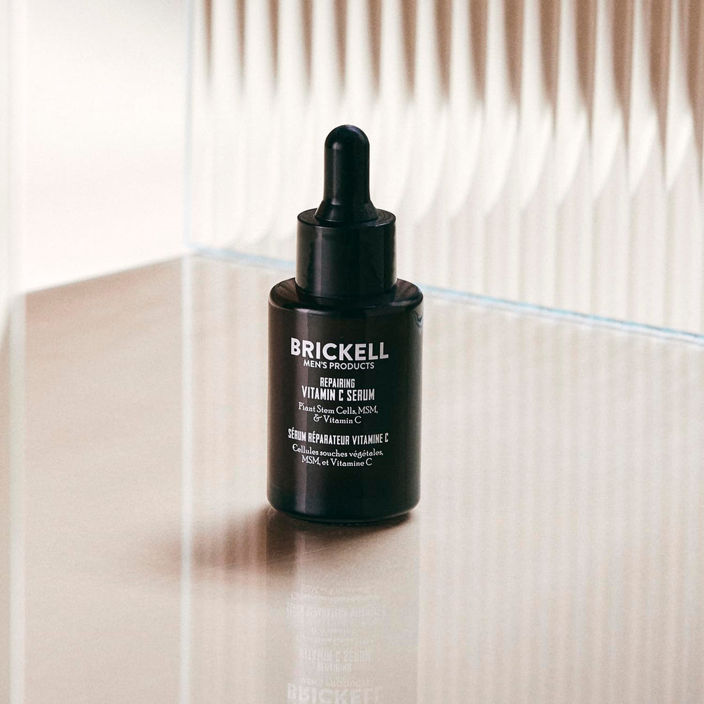 Brickell Men Sérum Vitamine C visage goutte, absorption rapide.