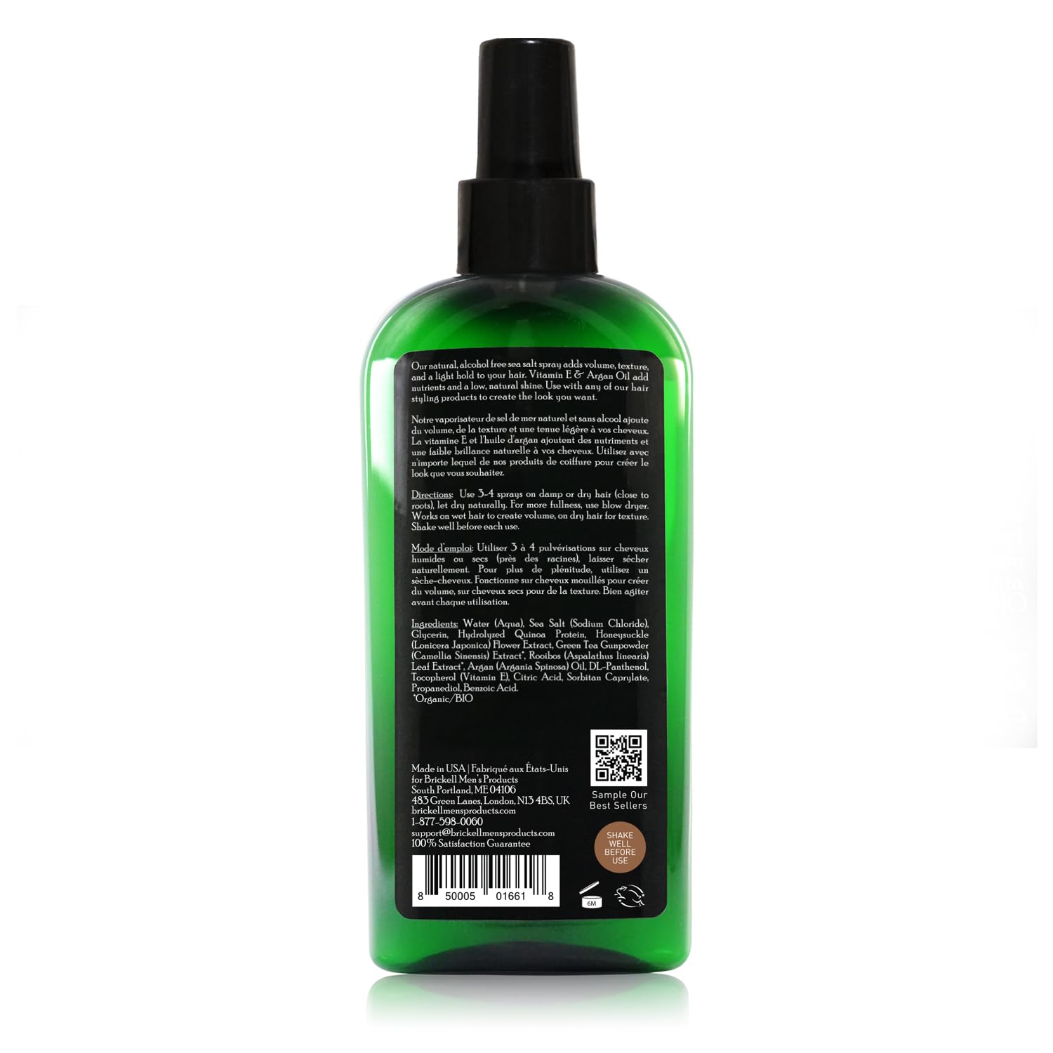 Texture cheveux riche et naturelle avec le spray Brickell Men.