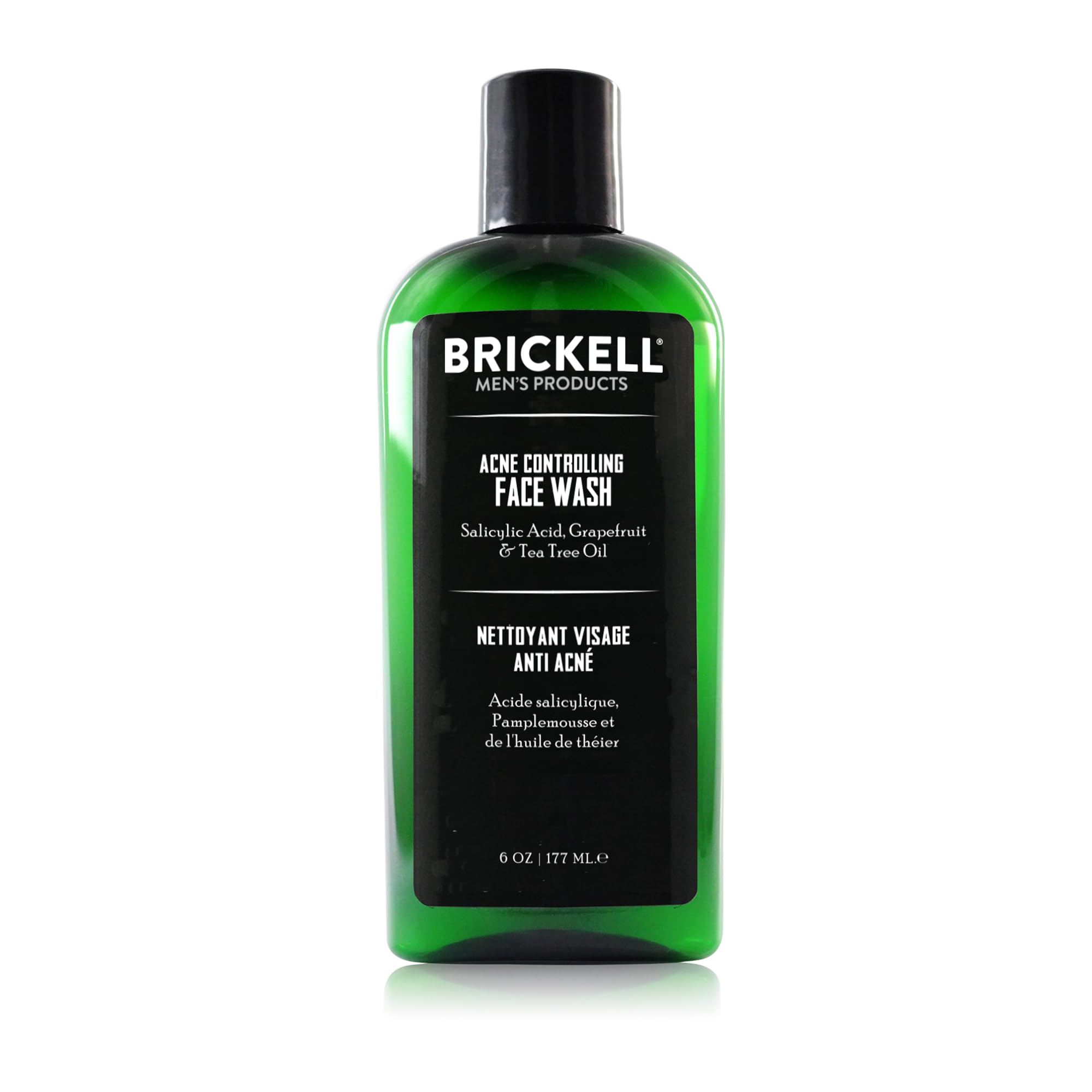 Brickell Men's Acne Face Wash : bouteille prête à l'emploi pour une peau nette.