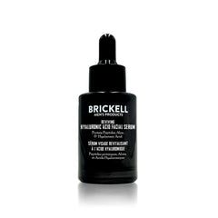 Brickell sérum hyaluronique visage homme, bouteille pompe, hydratation rapide pour peau mature.