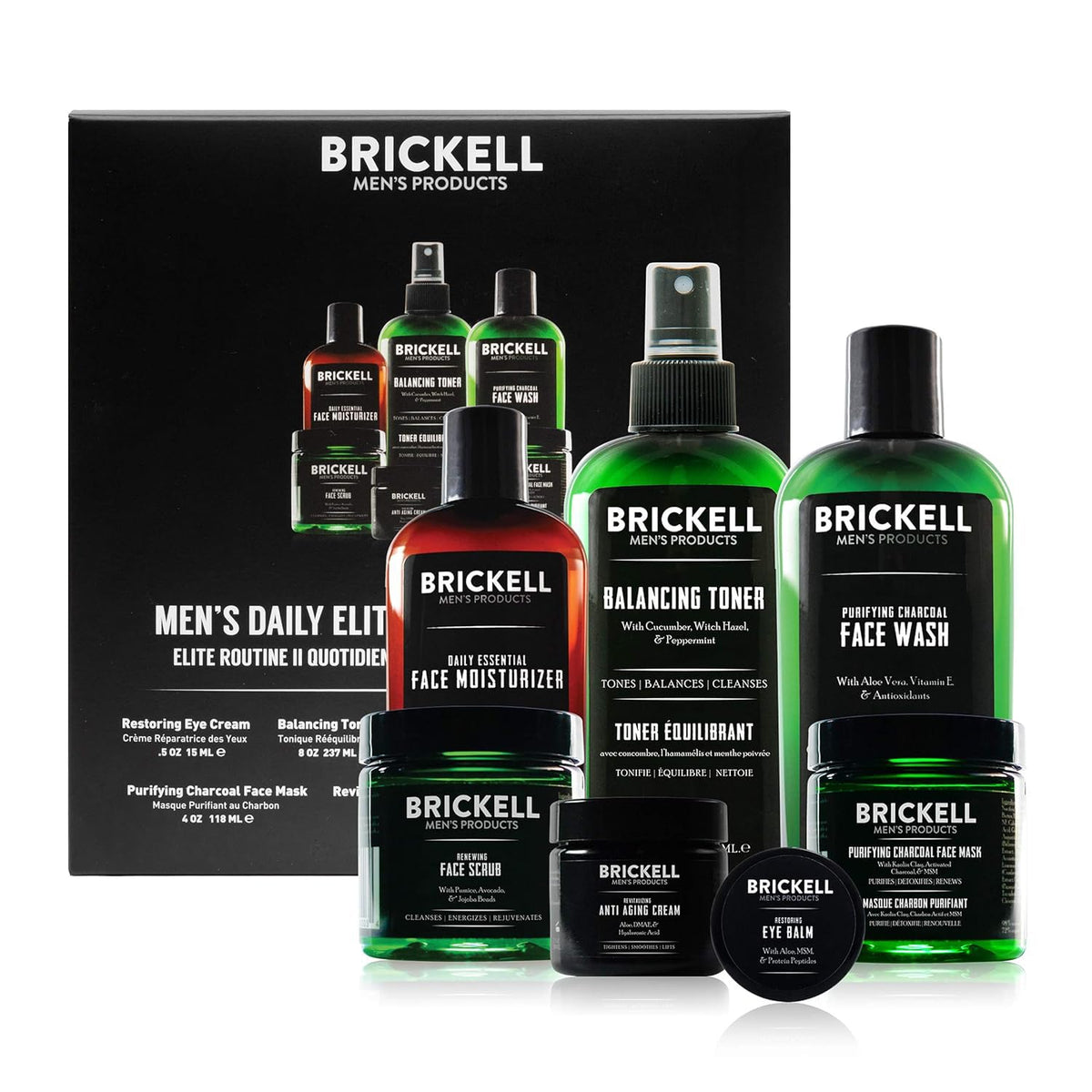 Brickell tonique bouteille pour une peau hydratée et équilibrée.