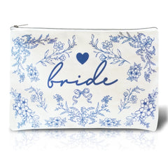 Bride Squad logo affiché sur la trousse pour un look mariée élégant