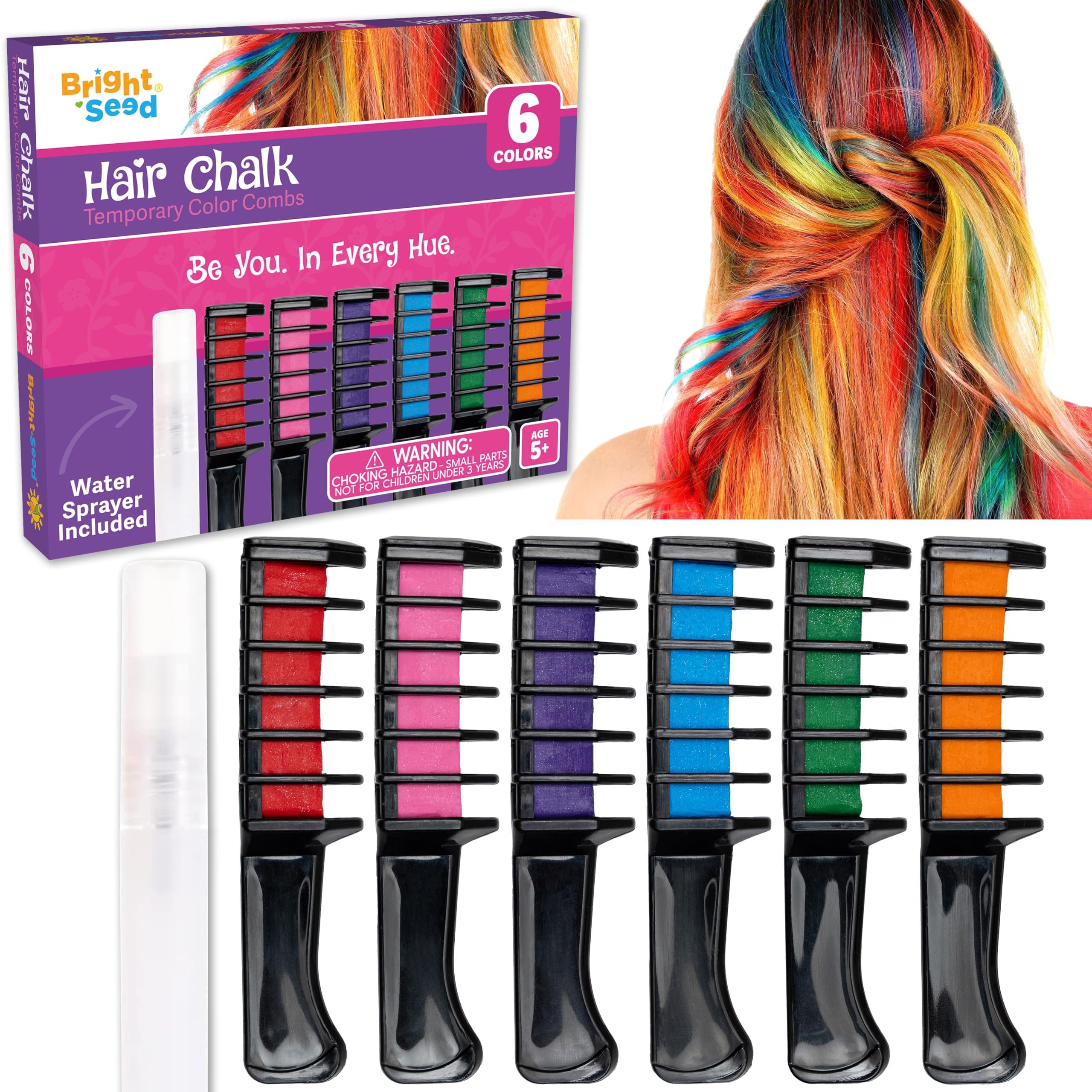 Bright Seed ensemble de colorants capillaires arc-en-ciel, parfait pour des looks temporaires.