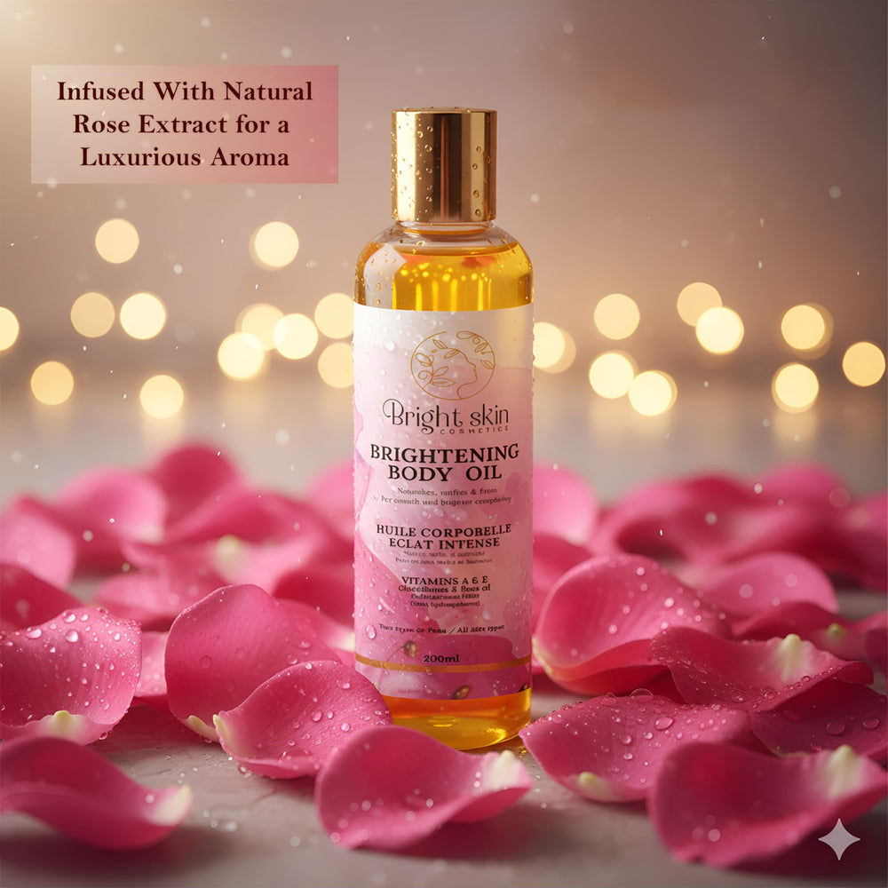 Bright Skin Cosmetics huile de rose musquée et extrait de rose pour nourrir la peau.