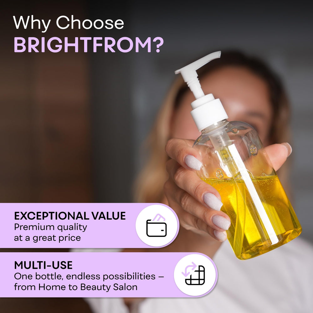 Bouteilles BRIGHTFROM 8oz utilisées pour shampoing