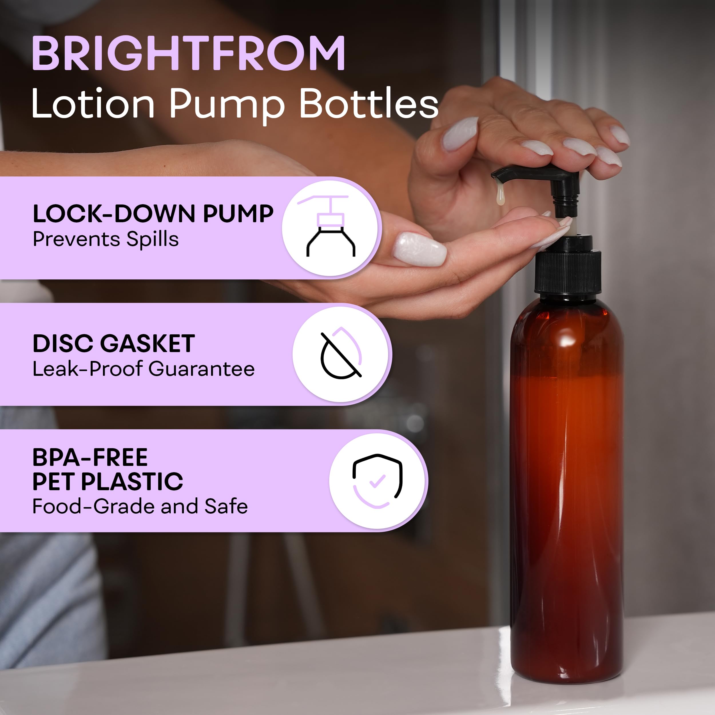BRIGHTFROM pompe-lotion verrouillable assure une fermeture anti-fuite en déplacement
