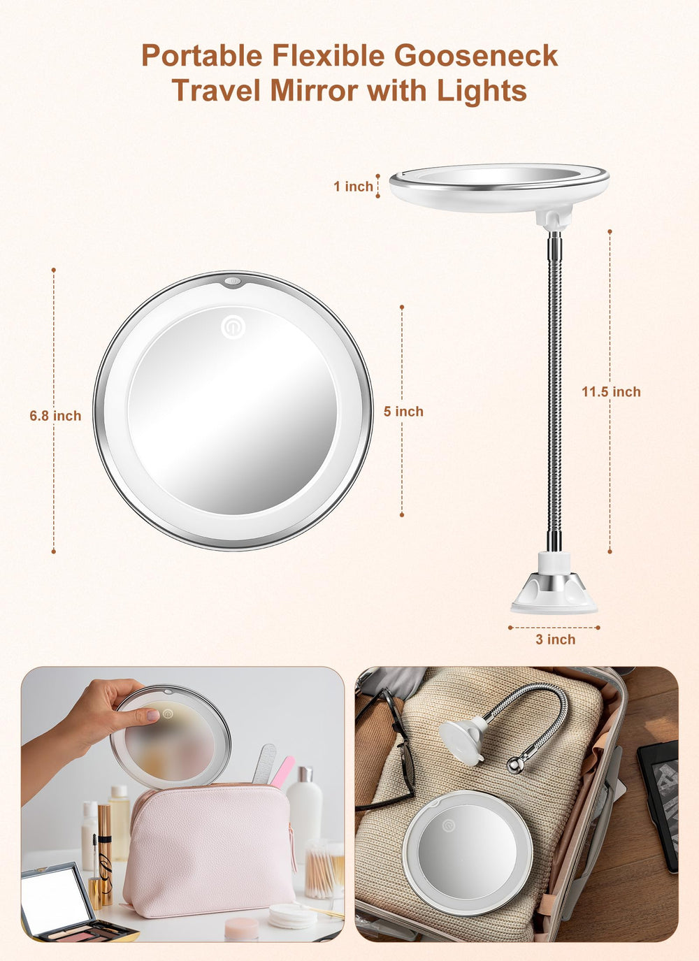 Brightown Miroir Design argent chic pour salle de bains moderne