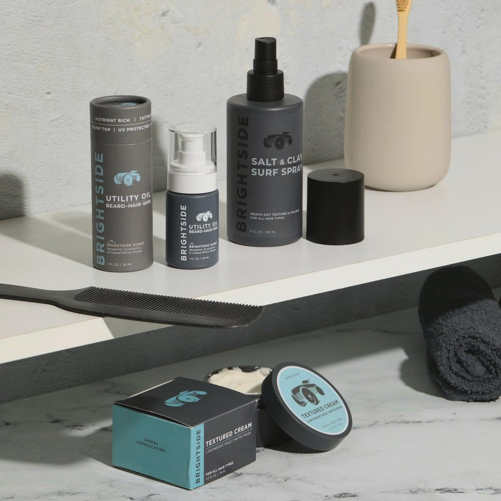BRIGHTSIDE Salt & Clay Surf Spray: format voyage conforme et léger pour emporter.