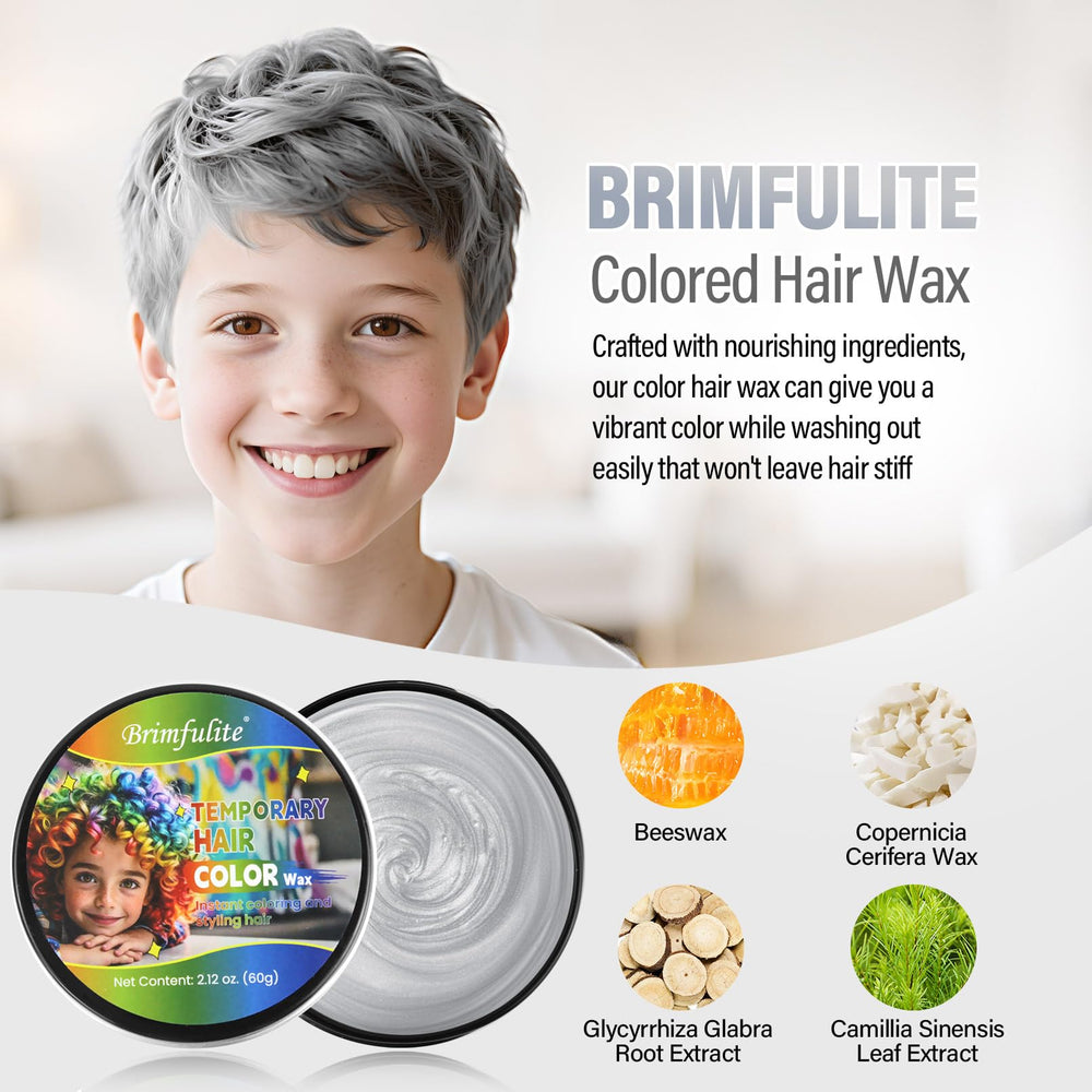 BRIMFULITE Cire argentée en vue de coiffure spikes, style rapide et durable.