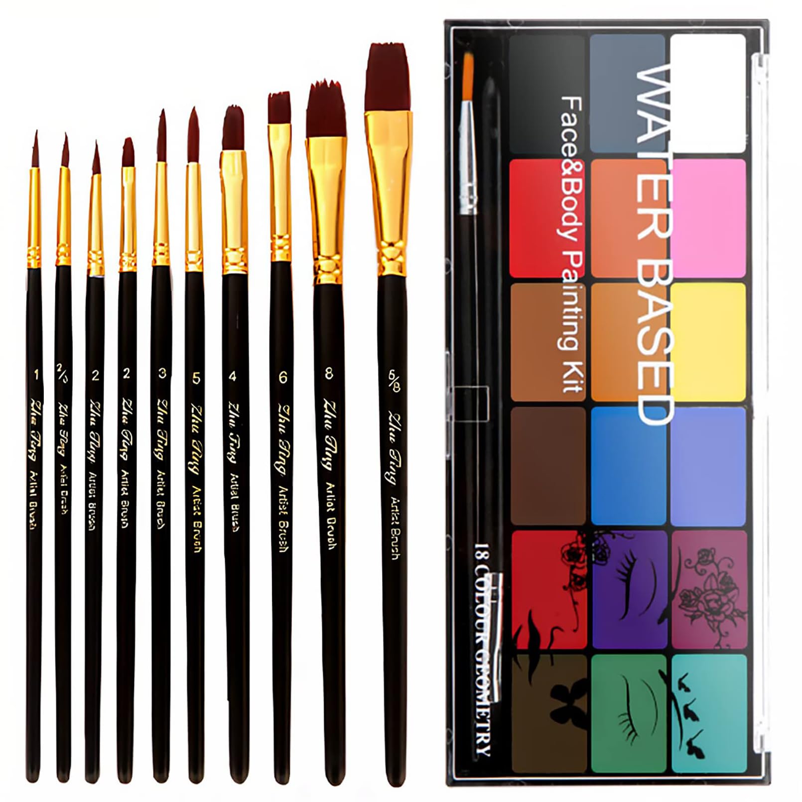 BRIMFULITE kit-teint-18-couleurs: palette éclatante pour designs détaillés et variés.