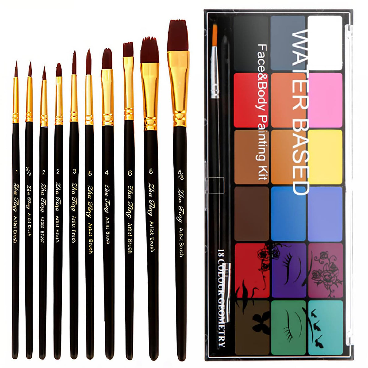 BRIMFULITE kit-teint-18-couleurs: palette éclatante pour designs détaillés et variés.