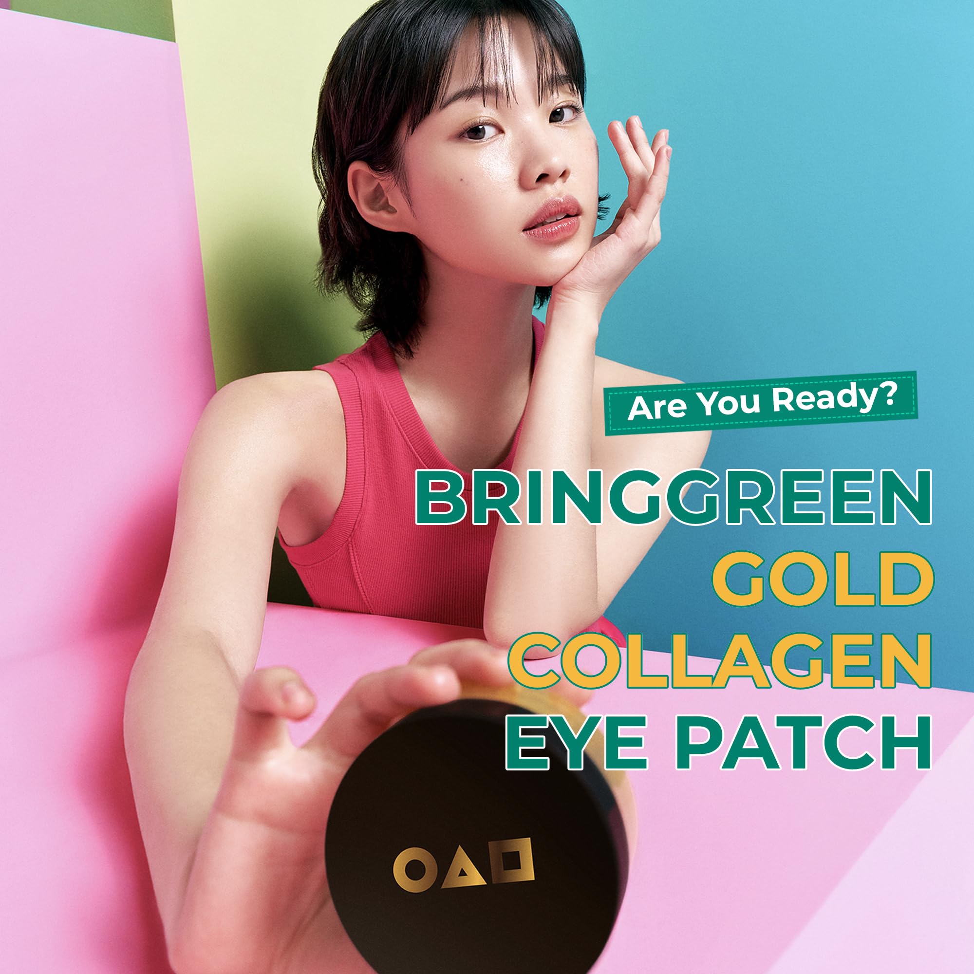 Patch yeux or collagène végan BRING GREEN design inspiré Squid Game luxueux