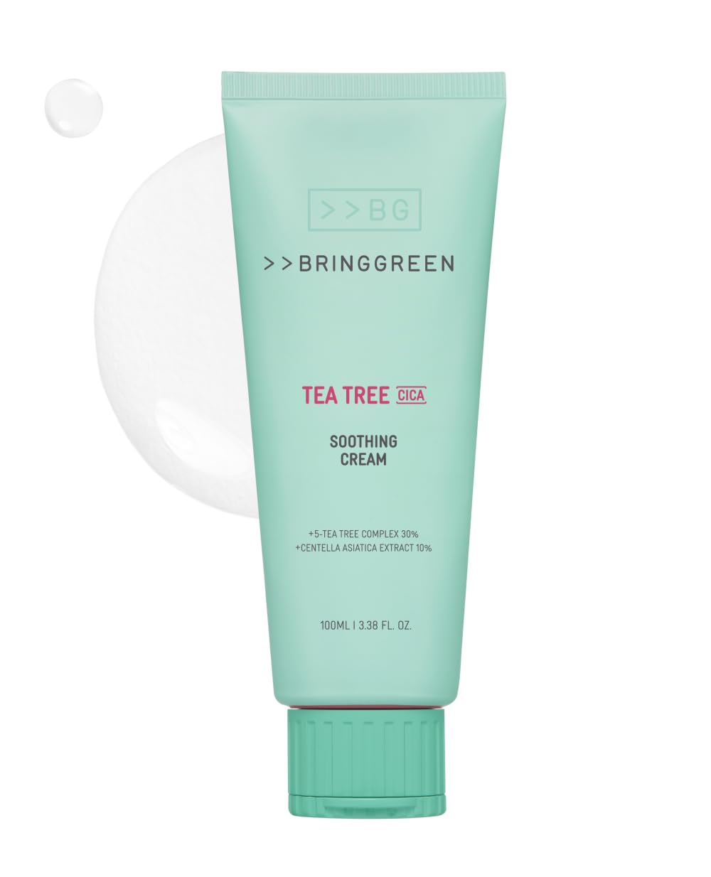 BRING GREEN Tea Tree Cica Crème – bouteille prête à hydrater et apaiser.