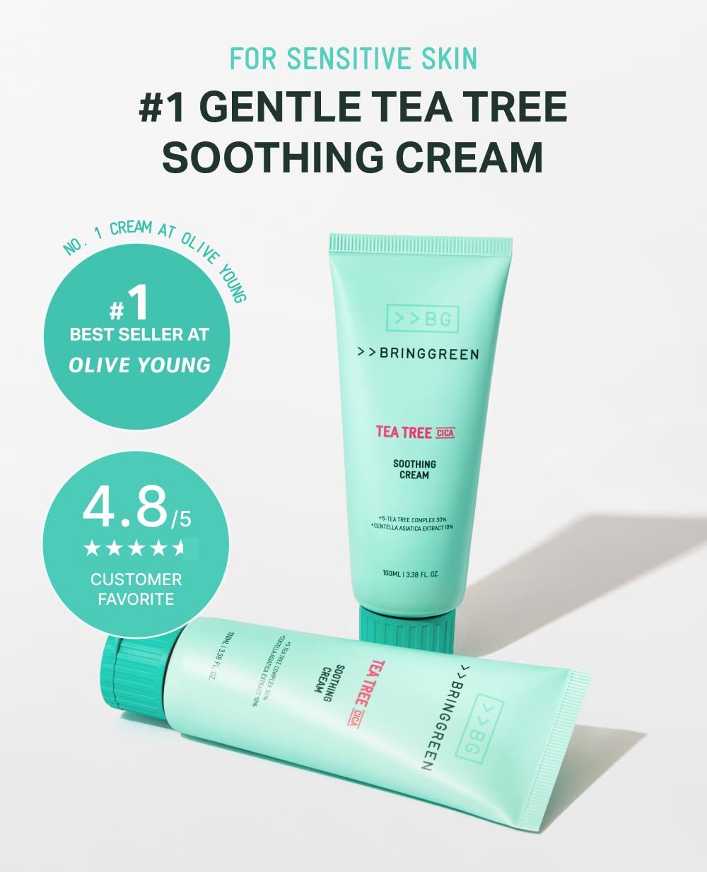 Pompe-doseur pratique pour doser BRING GREEN Tea Tree Cica Crème.