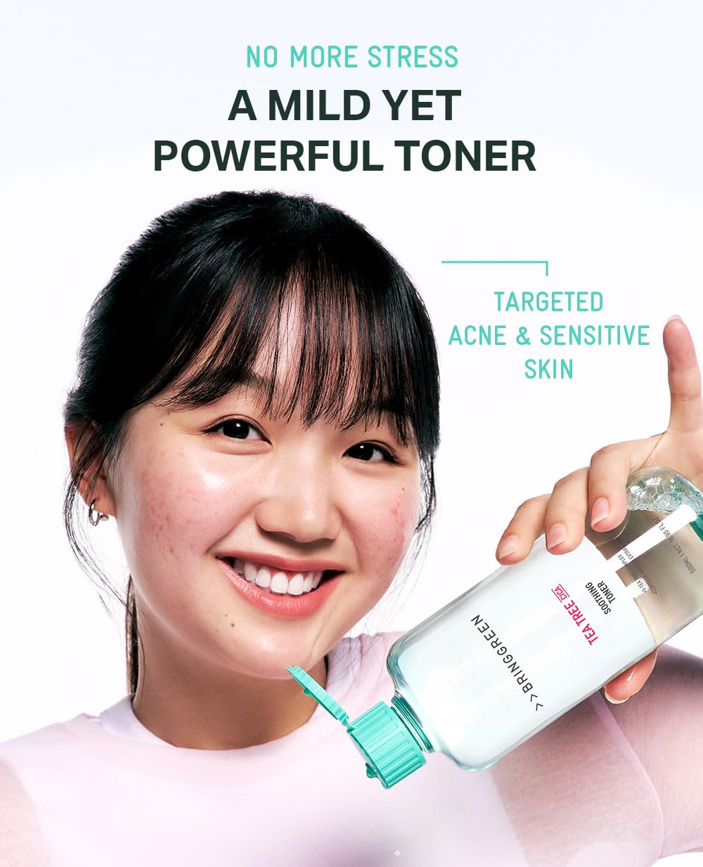 BRING GREEN Tea Tree CICA Toner, emballage sobre et élégant pour une routine chic.