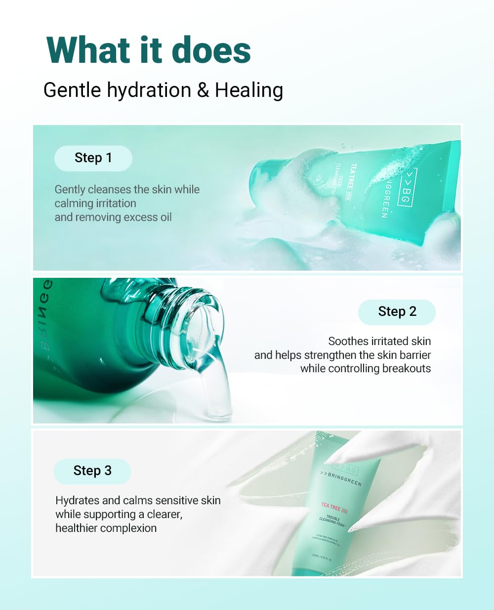 BRING GREEN – Gros plan sur la texture zinc-teca, soin ciblé