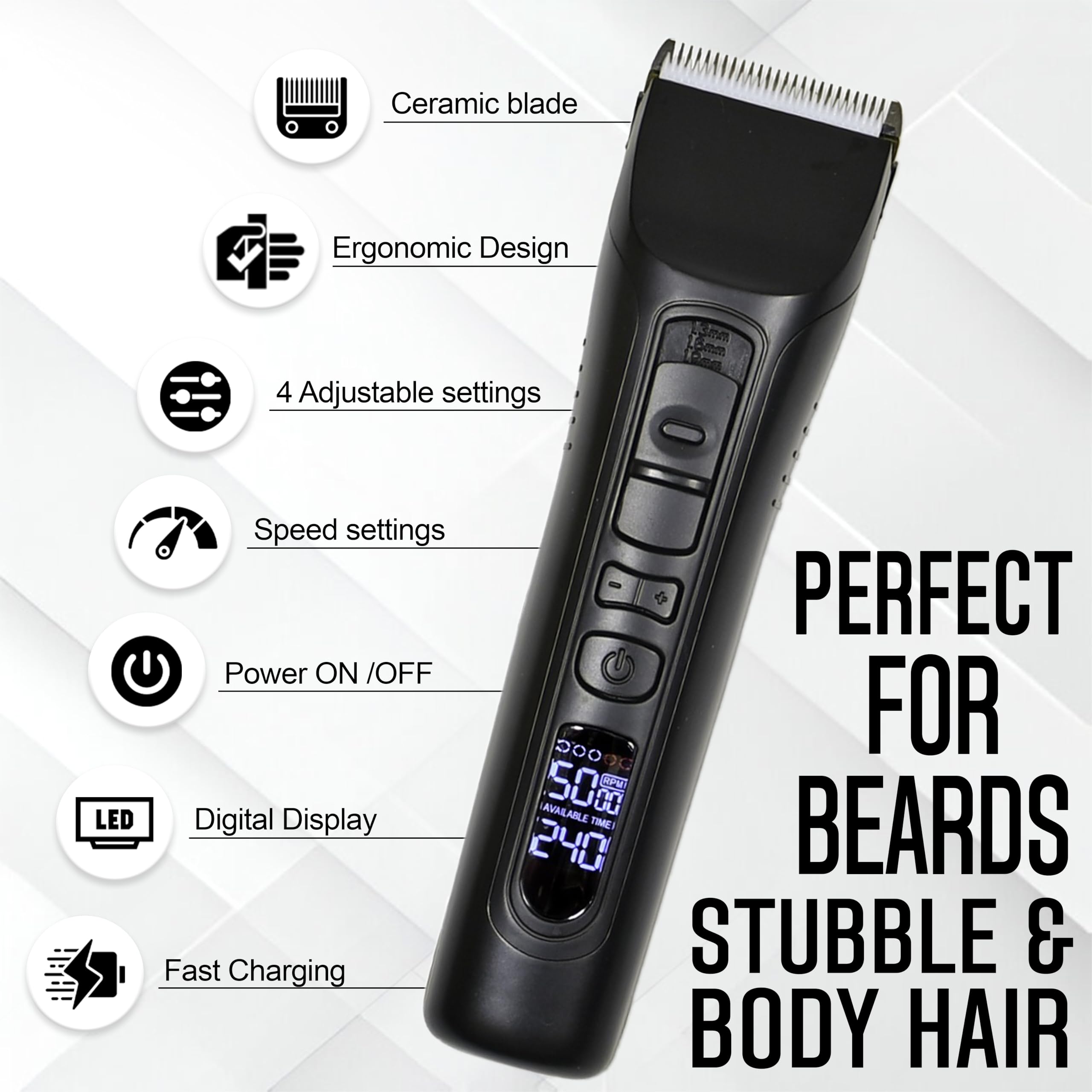 Brio Beardscape V1 plage de coupe 1 à 18 mm et longueurs précises 1 à 1,9 mm.