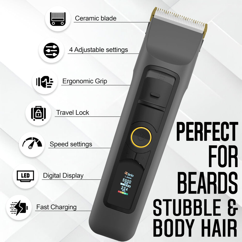 Brio Beardscape V2 – affichage numérique de la batterie pour suivre l'autonomie.