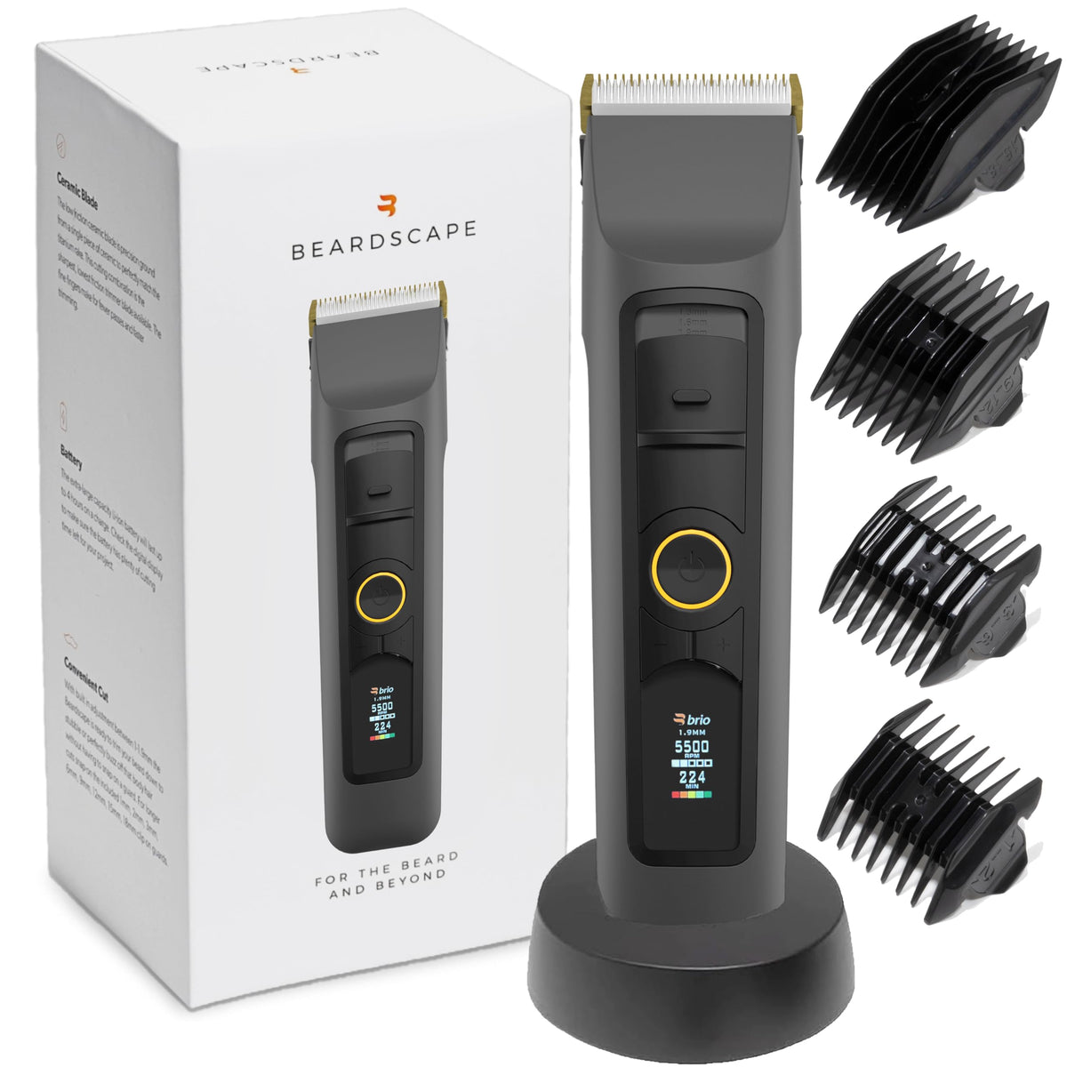 Brio Beardscape V2 – lame céramique faible friction pour une coupe nette et confortable.