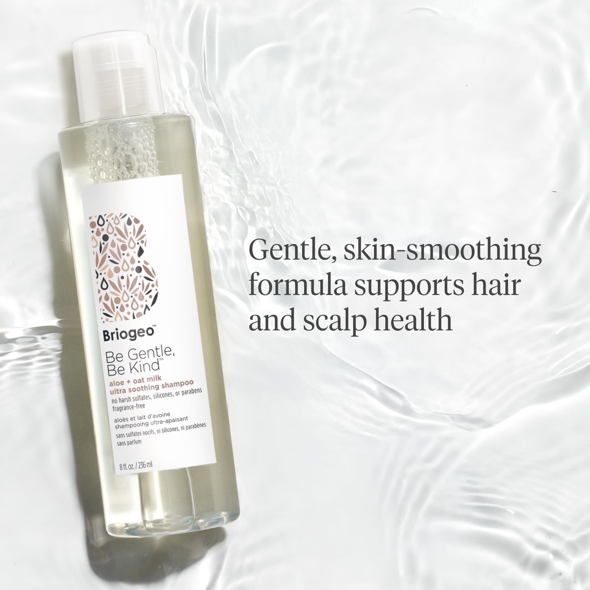 Etiquette sans parfum Briogeo Be Gentle Be Kind met en avant hypoallergenique