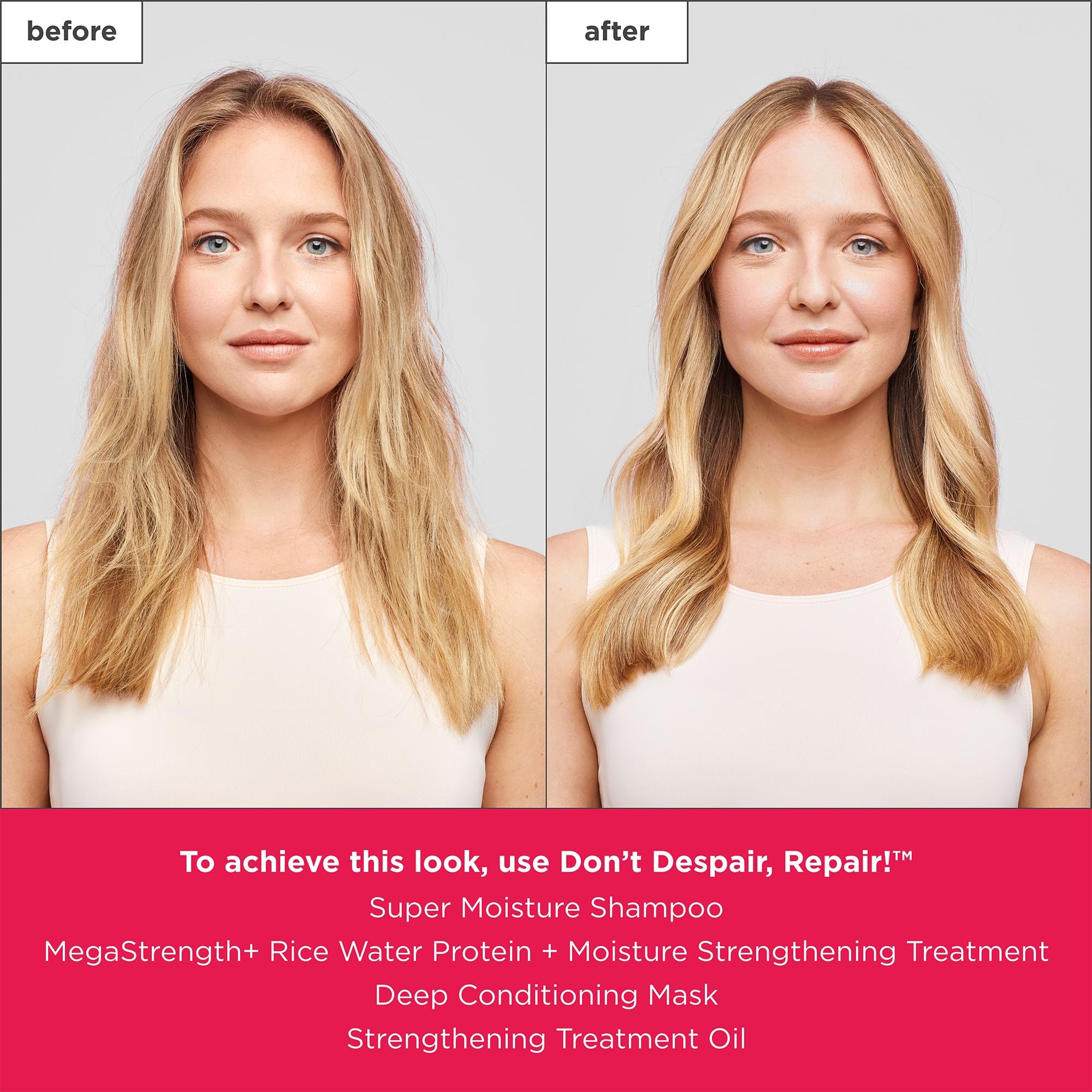 Algae extract nourishes strands in the Don't Despair, Repair! formula.