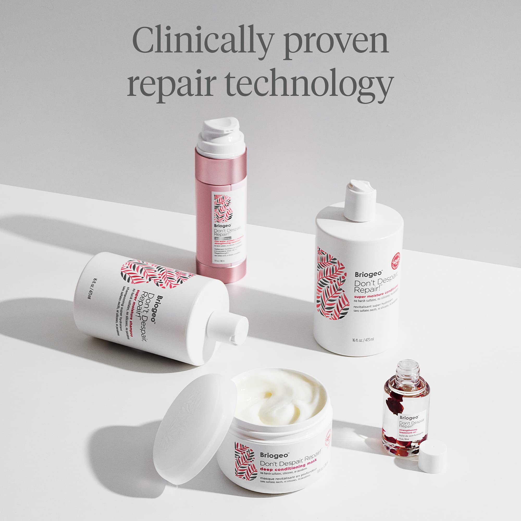Briogeo Don't Despair, Repair! conçu pour tous types de cheveux, même abîmés.