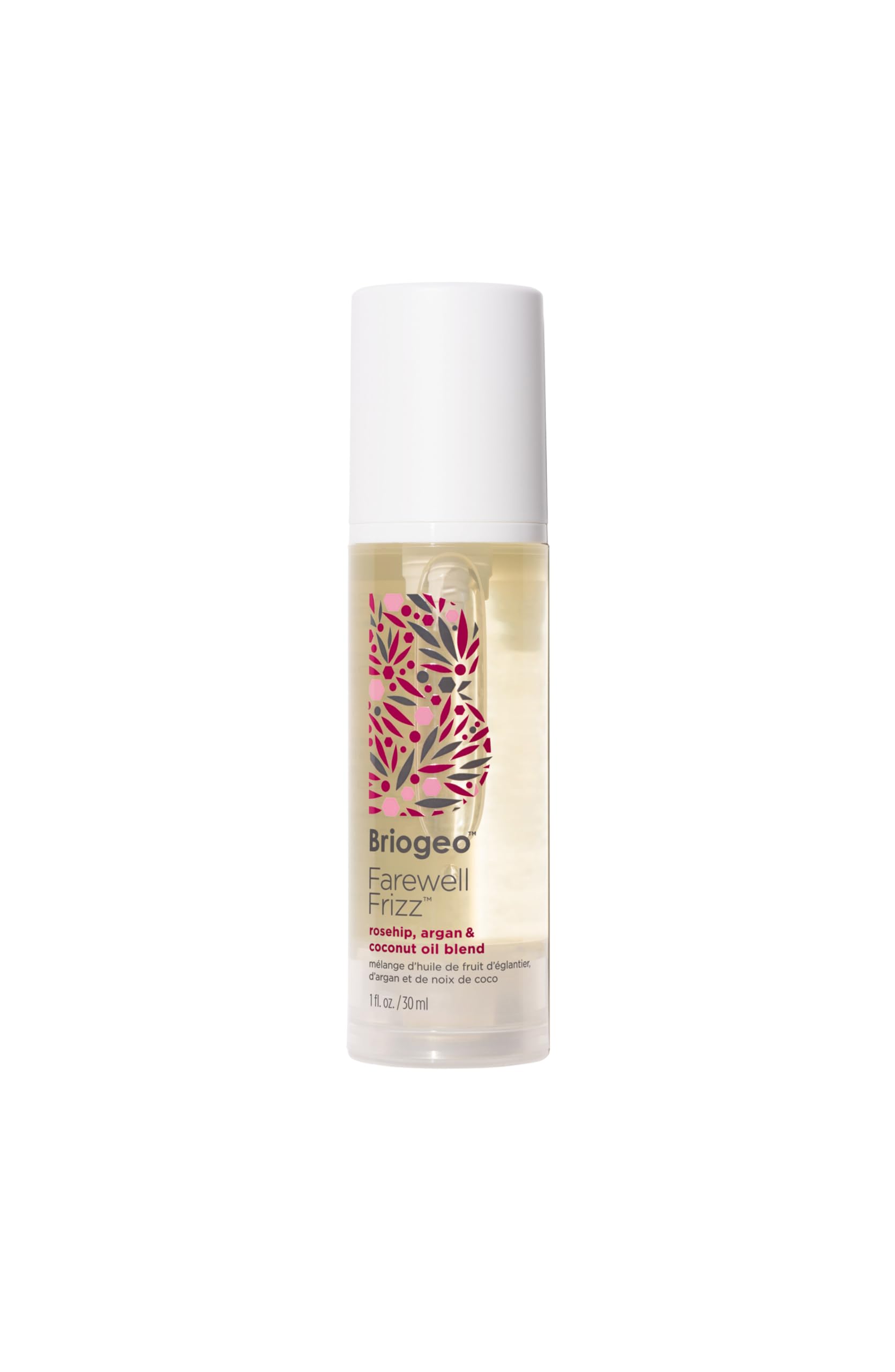 Briogeo Farewell Frizz : bouteille huile rose musquée et argan pour lisser les frisottis
