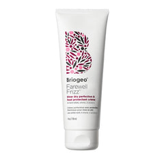 Briogeo Farewell Frizz Crème, bouteille visible, protection chaleur jusqu’à 232°C.