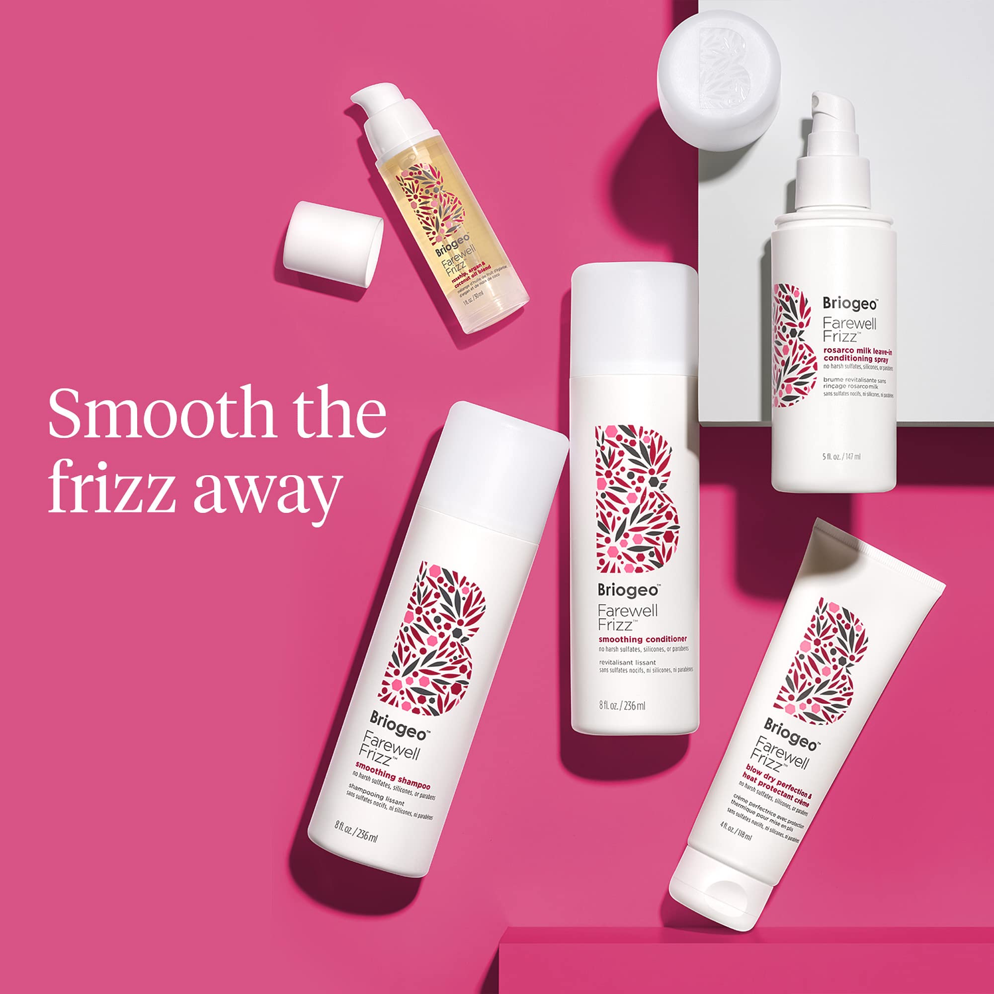 Briogeo Farewell Frizz Rosarco Texture Soyeuse : fini lisse et nourri en profondeur.